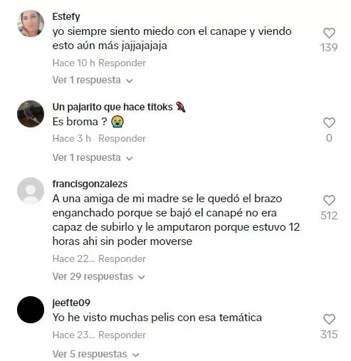 Comentarios en TikTok sobre el video de mujer atrapada debajo del colchón 