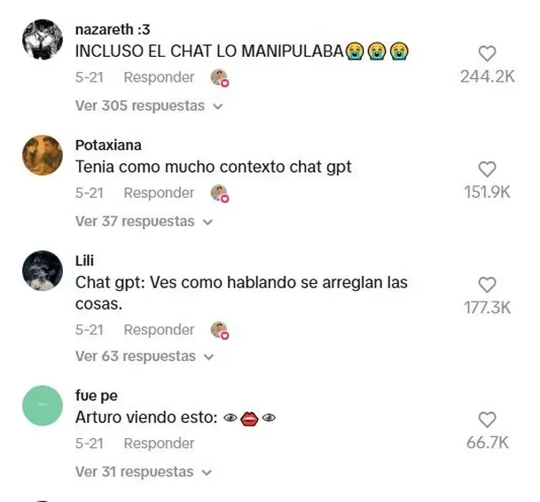 Los usuarios de TikTok se sorprendieron con la semejante reacción de ChatGPT / Captura