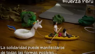 Retrato en plastilina de la hazaña de joven rescatista con su 'unicornio'. Foto: Twitter