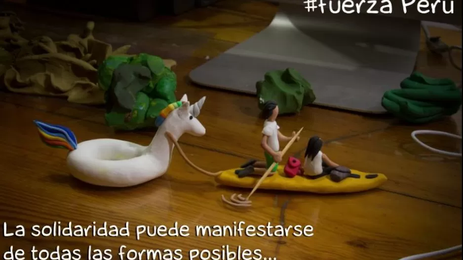 Retrato en plastilina de la hazaña de joven rescatista con su 'unicornio'. Foto: Twitter