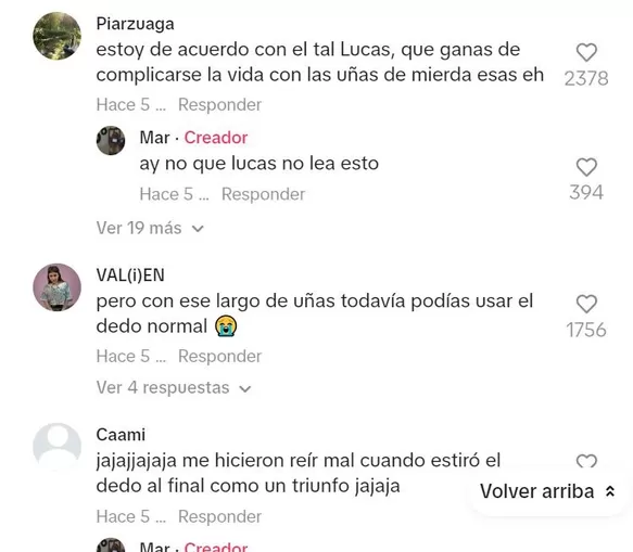 Algunos usuarios cuestionaron a Mar por el largo de sus uñas 