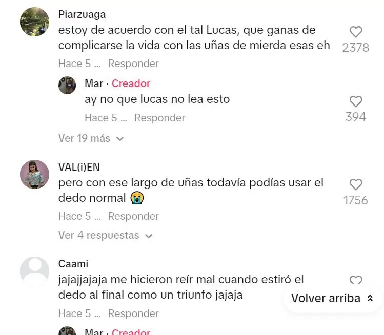 Algunos usuarios cuestionaron a Mar por el largo de sus uñas 