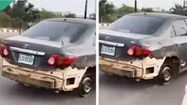 Hombre conduce a toda velocidad auto sin llanta trasera. Foto y video: TikTok