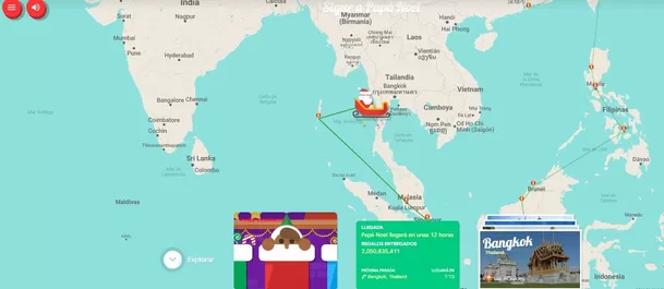 El recorrido de Papá Noel por el mundo a traves de Santa Tracker de Google / Captura