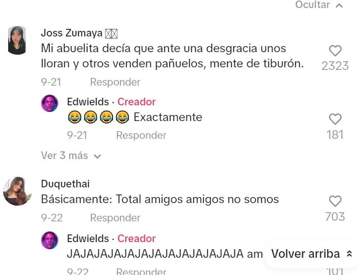 Comentarios en TikTok