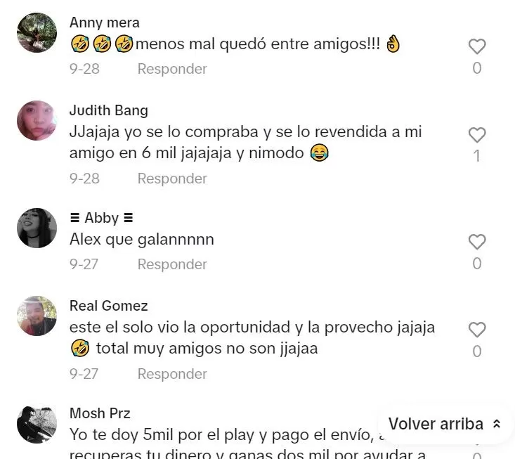 Comentarios en TikTok