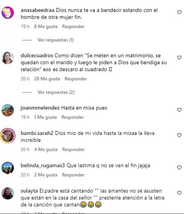 Comentarios en Instagram sobre el escándalo de infidelidad en una iglesia de Brasil 