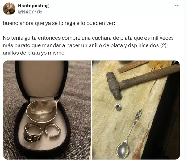 Creó anillo de compromiso con cuchara y sorprendió a todos / X