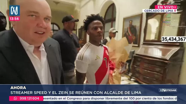 Speed y el alcalde de Lima, Rafael López Aliaga en la municipalidad / Captura Speed y el alcalde de Lima, Rafael López Aliaga en la municipalidad / Captura