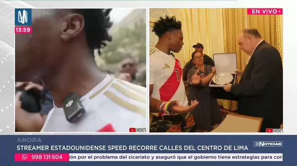 Speed recibiendo un reconocimiento de Rafael López Aliaga, alcalde de Lima / Captura Speed recibiendo un reconocimiento de Rafael López Aliaga, alcalde de Lima / Captura