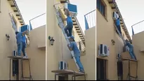 TikTok viral: Intentan instalar un aire acondicionado en un segundo piso, pero todo acaba mal. Foto: @elpupi3