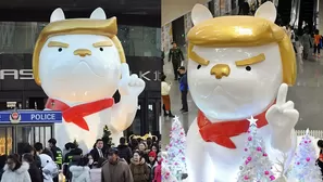 El "perro Trump" se populariza en China por Año Nuevo. Fotos: Twitter @PDChina