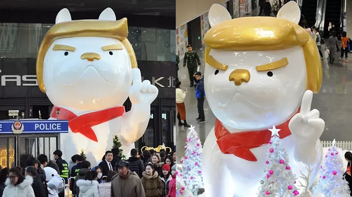 El "perro Trump" se populariza en China por Año Nuevo. Fotos: Twitter @PDChina El "perro Trump" se populariza en China por Año Nuevo. Fotos: Twitter @PDChina