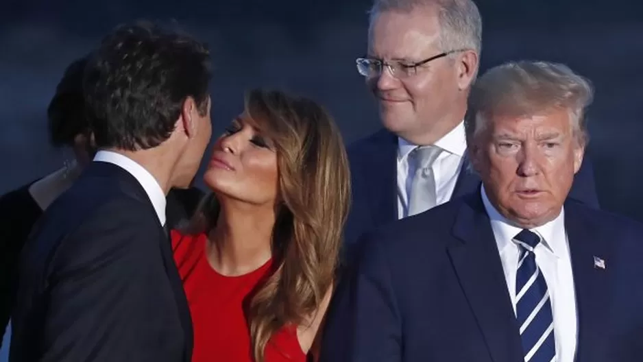 La verdad detr&aacute;s del beso viral de Melania Trump y Justin Trudeau. Foto: EFE