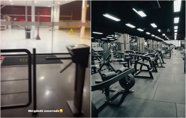 Así grabó la joven su experiencia al quedarse encerrada en un gimnasio de Lima, un hecho que se volvió viral en TikTok