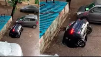 YouTube: Captan momento en el que auto estacionado es ‘tragado’ por el asfalto en segundos. Imagen: Twitter @thakur_shivangi