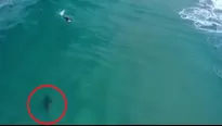 YouTube: Drone capta cómo un tiburón blanco se acerca peligrosamente a surfista. Video: Daily Mail