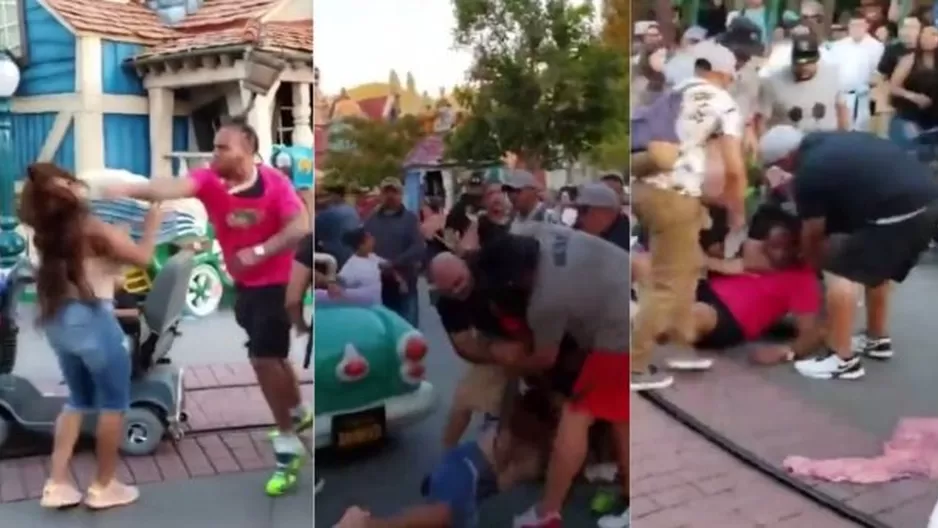 YouTube: familia protagoniz&oacute; batalla campal en Disney de California. Foto: captura