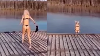 El video de la joven rusa que salta a un lago congelado se ha convertido en viral en YouTube. (Foto: Captura/Video: ViralHog)