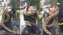 El impactante video en el que la serpiente ataca al bombero es viral en YouTube. (Foto: Captura/Video: Viral Press)