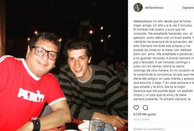 Stefano Tosso recordó a su padre Ricky Tosso a un año de su muerte 