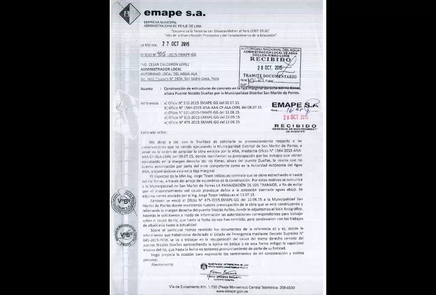 Río Rímac: MML afirma que obras de SMP cerca al puente Dueñas eran ilegales