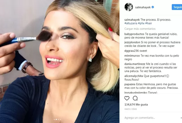 Salma Hayek lució su cabello rubio y esto pasó en Instagram