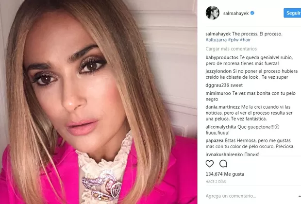 Salma Hayek lució su cabello rubio y esto pasó en Instagram