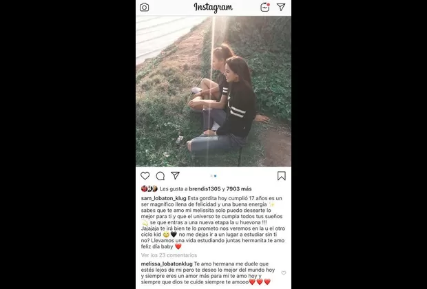 Samahara Lobatón le dedica emotivo mensaje a su hermana Melissa