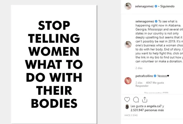 Selena Gómez ley antiaborto