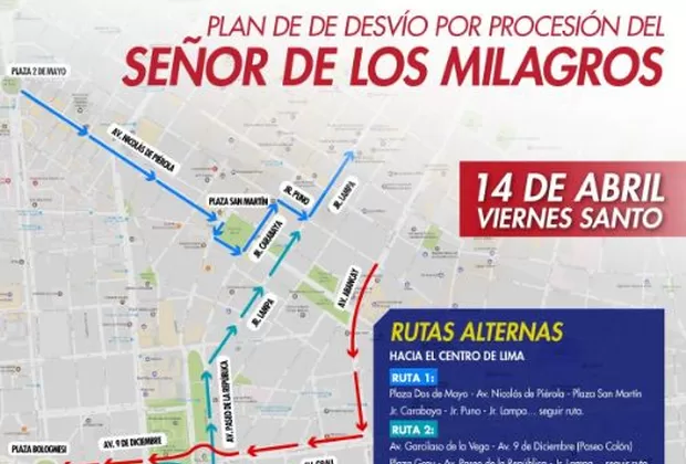 Procesión del Señor de los Milagros: conoce cuál es el plan de desvíos