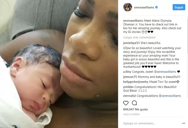 Serena Williams reveló por primera vez el rostro de su bebé y remece Instagram