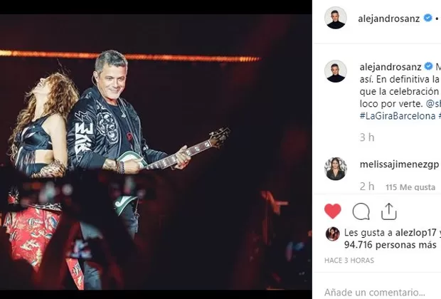 Shakira apareció de sorpresa en concierto de Alejandro Sanz 