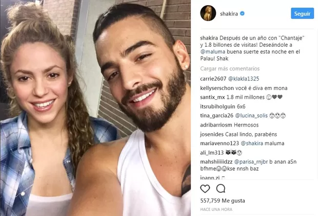 Shakira: esta foto en Instagram con Maluma sorprende a los fans