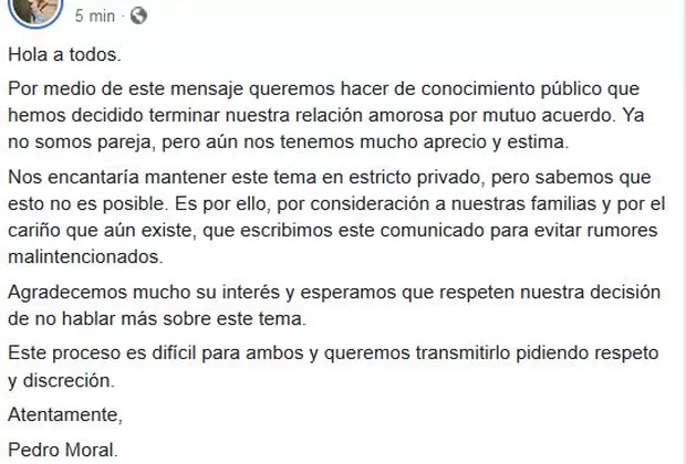 Sheyla Rojas y Pedro Moral cancelan su boda