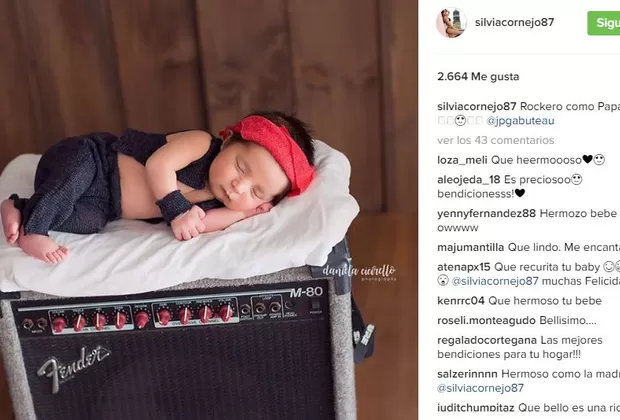 Silvia Cornejo mostró el estilo rockero de su bebé