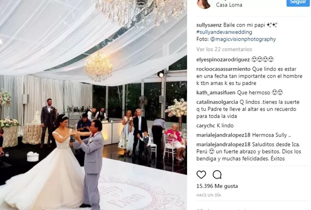 Sully Sáenz reveló conmovedoras imágenes bailando con su papá en su boda