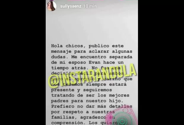 Sully Sáenz divorcio Evan Piccolotto
