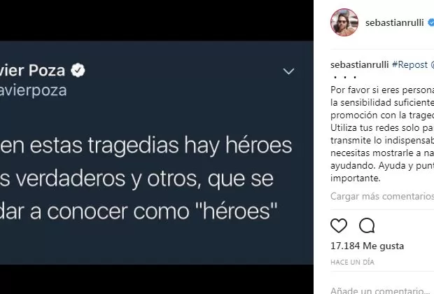 Terremoto en México: Sebastián Rulli criticó actitud de famosos 