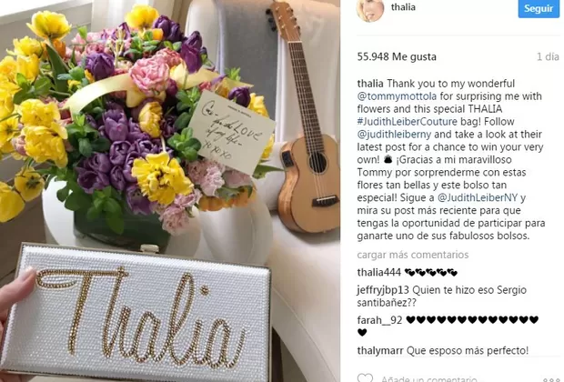 Thalía agradeció así este romántico gesto de su esposo Tommy Mottola 