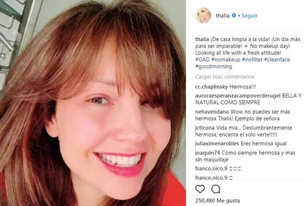 Thalía difunde fotografía sin maquillaje y genera estas reacciones