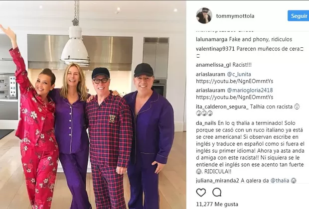 Thalía y Tommy Mottola son criticados por foto junto a Tommy Hilfiger