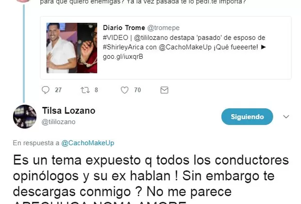 Tilsa Lozano y Carlos Cacho discutieron en Twitter