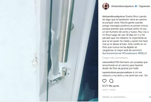 Tito El Bambino fue víctima de robo en Puerto Rico