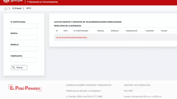 La web para obtener el certificado de homologación de tu celular