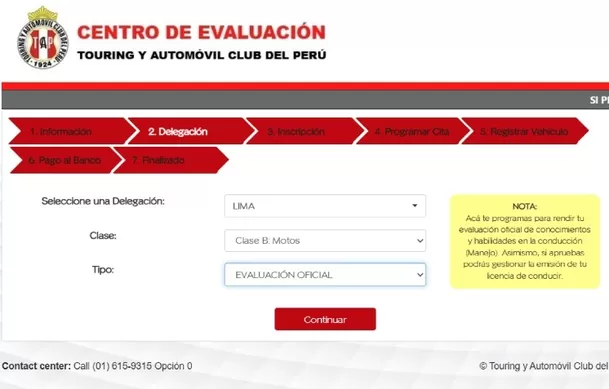 Agendar cita en el Touring para sacar brevete de moto. Agendar cita en el Touring para sacar brevete de moto.