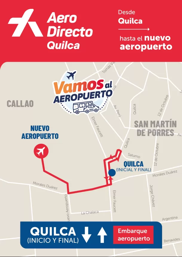Ruta de Quilca de los buses AeroDirecto