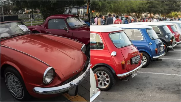 A la izquierda un Triumph de 1970. 