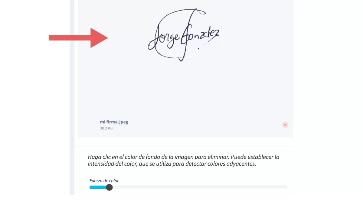 Foto de firma con fondo transparente. (Captura: Útil e Interesante)