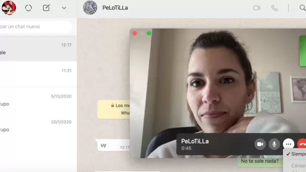 Así se ve una videollamada en WhatsApp Escritorio (Foto captura Chica Geek)